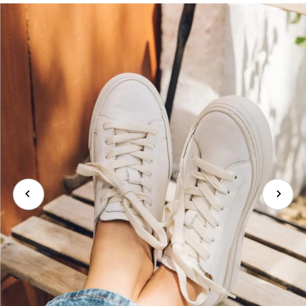 Soludos white leather platform sneakers. 38.5. Only worn a few times.
